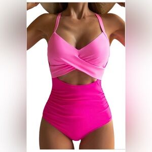 Eomenie Women's One Piece Tummy Control Cutout High waisted Swimsuit sz M